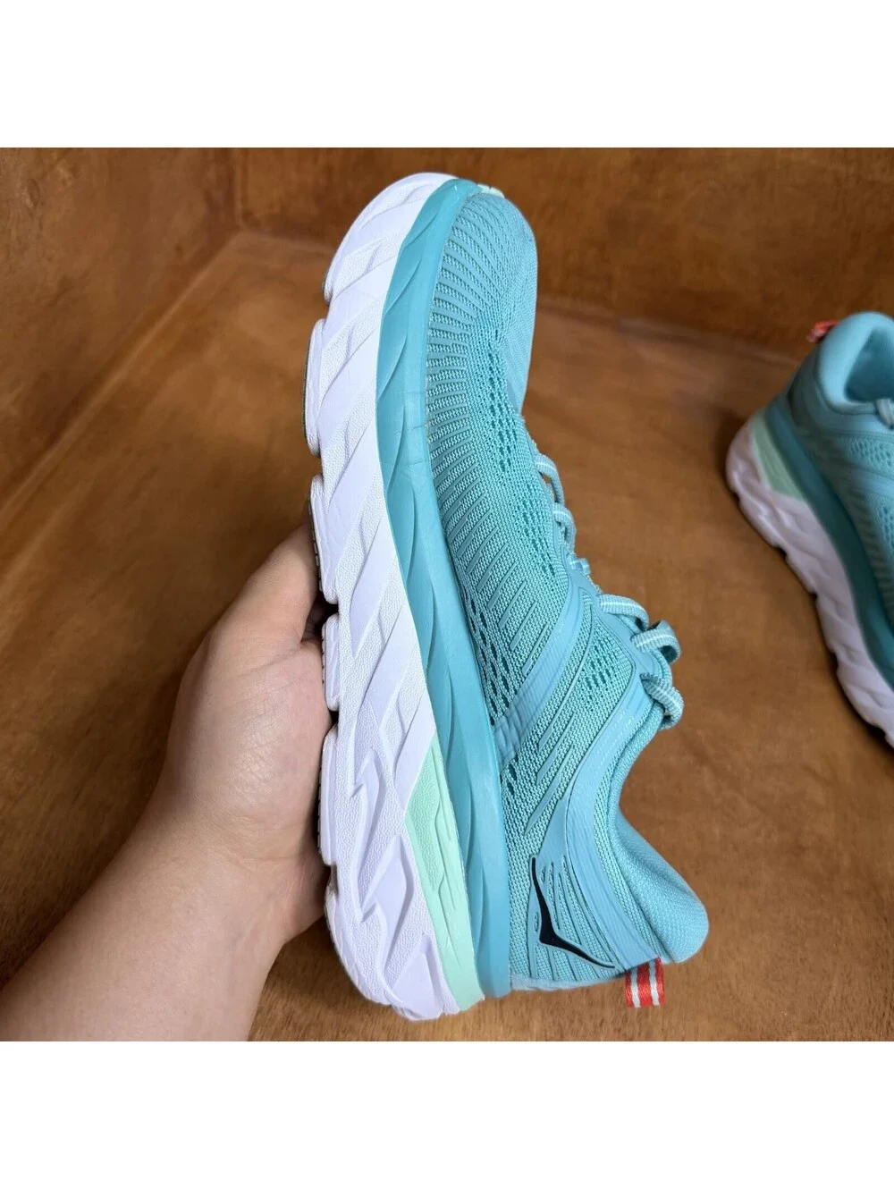 Hoka One One Bondi 7 Womens Sz 7 Blue Fog Running Shoes 1110519 AEBL *No Insoles
